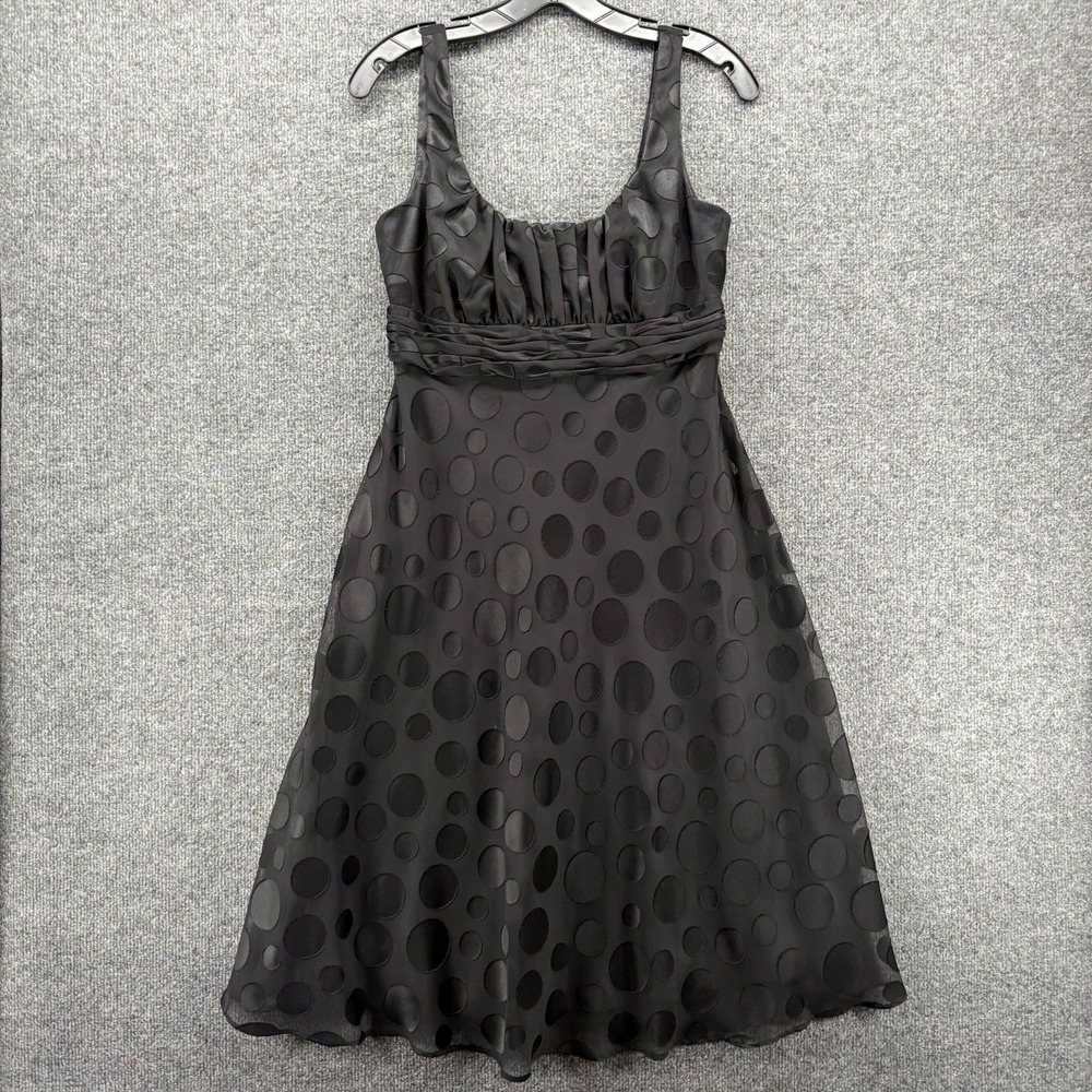 Evan Picone Dress 8 Black Polka Dots Babydoll 90s Evening Formal Pinup Event
